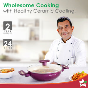 Bellagio Kadhai with Lid | Non-Stick Ceramic Coating |by blacktree