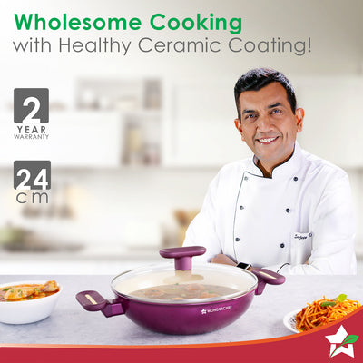 Bellagio Kadhai with Lid | Non-Stick Ceramic Coating |by blacktree