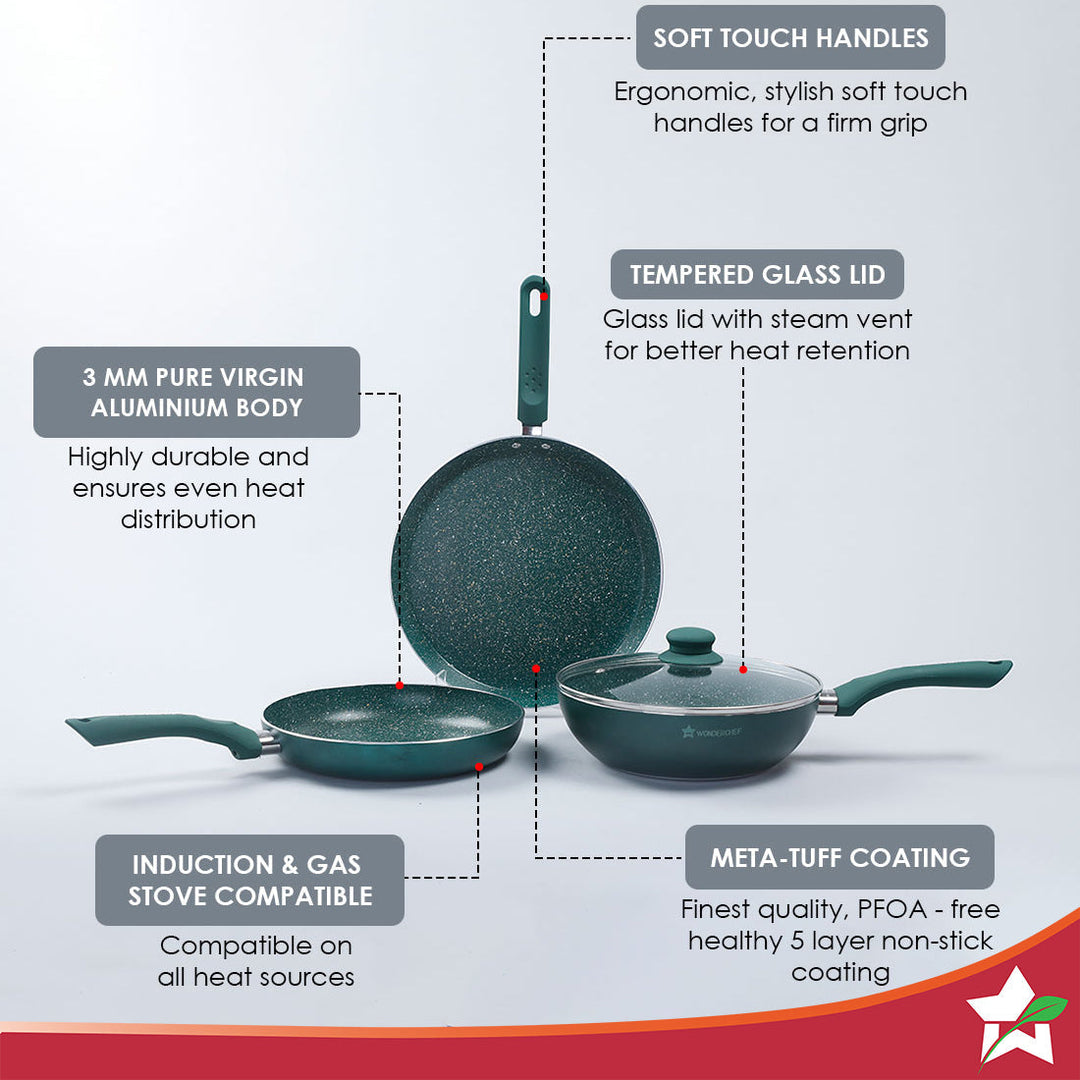 Royal Velvet Plus Non-stick Cookware Set, 4Pc .