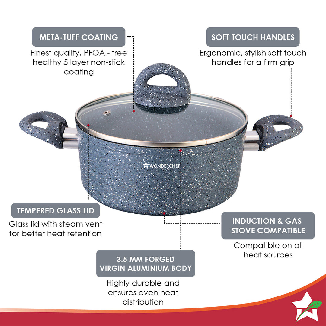 Wonderchef Renewed Granite Die-Cast Non-stick Casserole 20cm