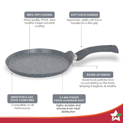 Wonderchef Renewed Granite 26cm Non-Stick Dosa Ta