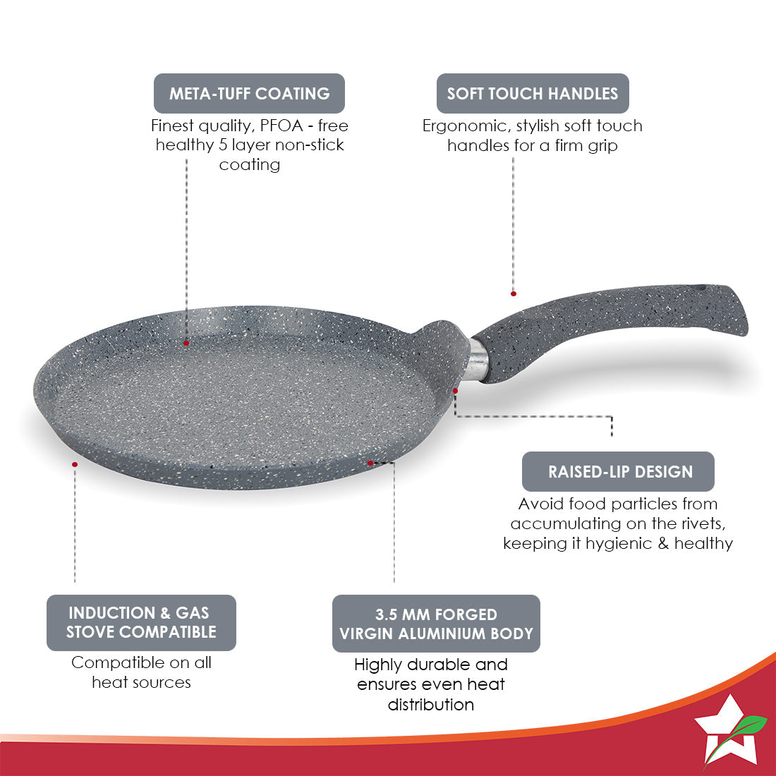 Wonderchef Renewed Granite 26cm Non-Stick Dosa Ta
