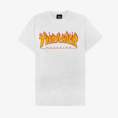 Thrasher | FLAME LOGO T-SHIRT  { WHITE