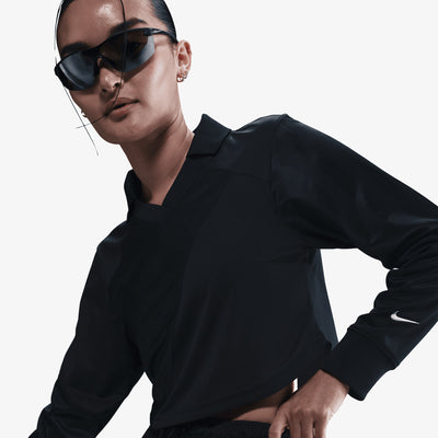 NIKE | SPORTSWEAR LONG-SLEEVE CROPPED JERSEY { BLACK/BLACK/SAIL