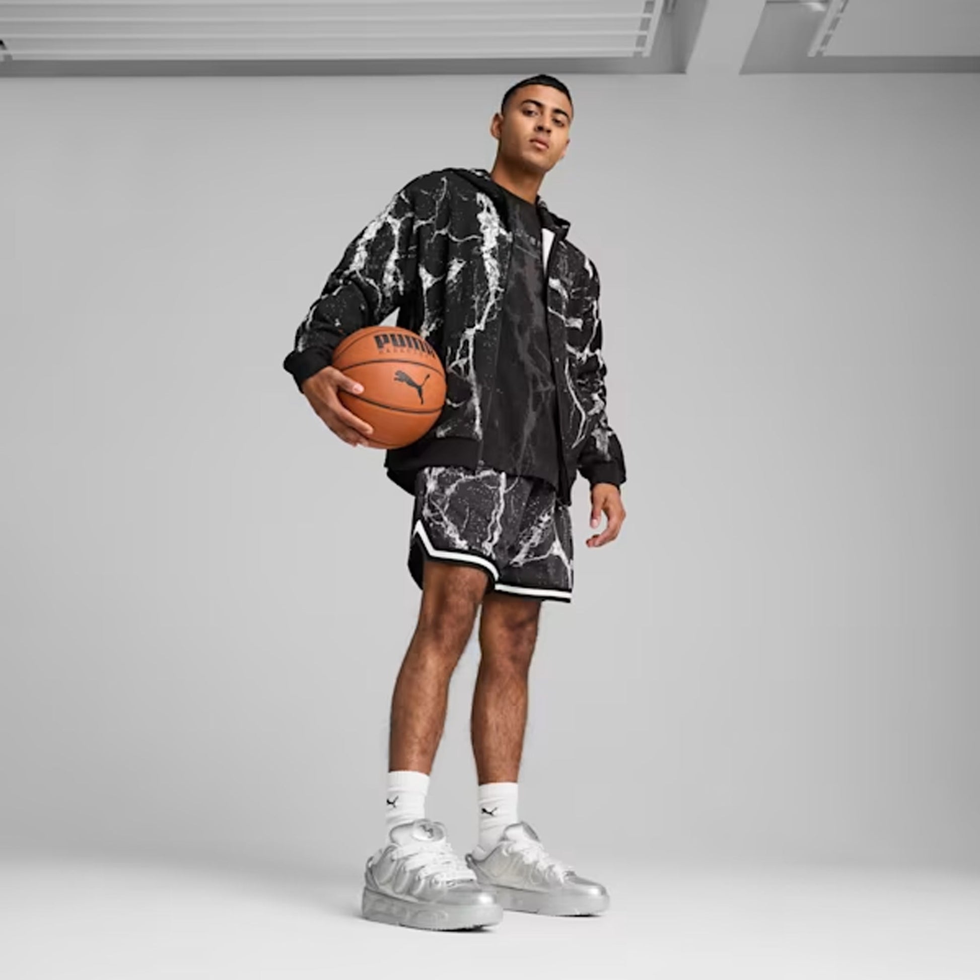 PUMA | HOOPS x LAFRANCE WRITTEN IN CHROME SHORTS { PUMA BLACK/WHITE