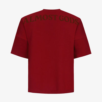 ALMOST GODS | LOGO DROP SHOULDER TEE { RED