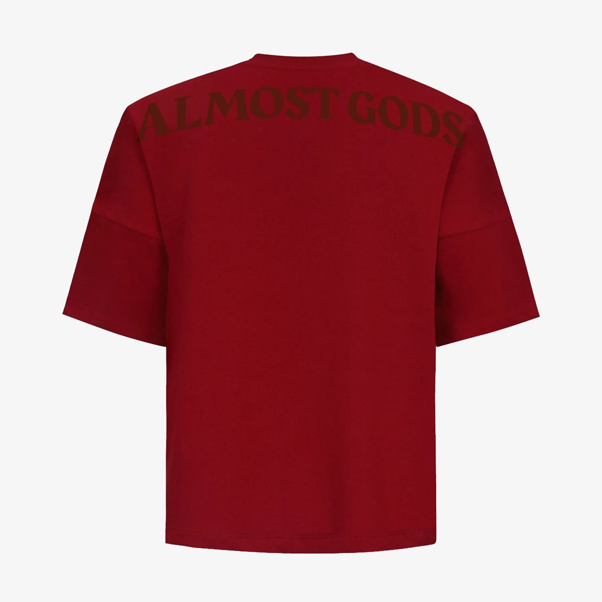 ALMOST GODS | LOGO DROP SHOULDER TEE { RED