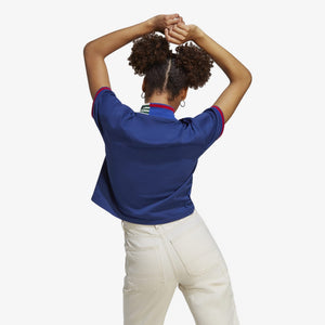 Adidas Originals | RIB COLLAR CROP TEE  { VICTORY BLUE