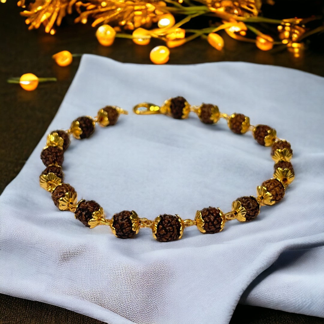 Gold Plated Rudraksha Bracelet Premium