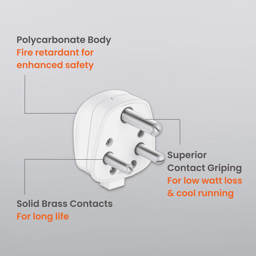 3 Pin Electric Plug Top (6A, White, 240V)