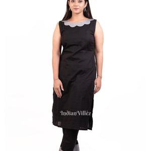 Deep Black Sambalpuri Odisha Ikat Designer Cotton Kurti Set for Women