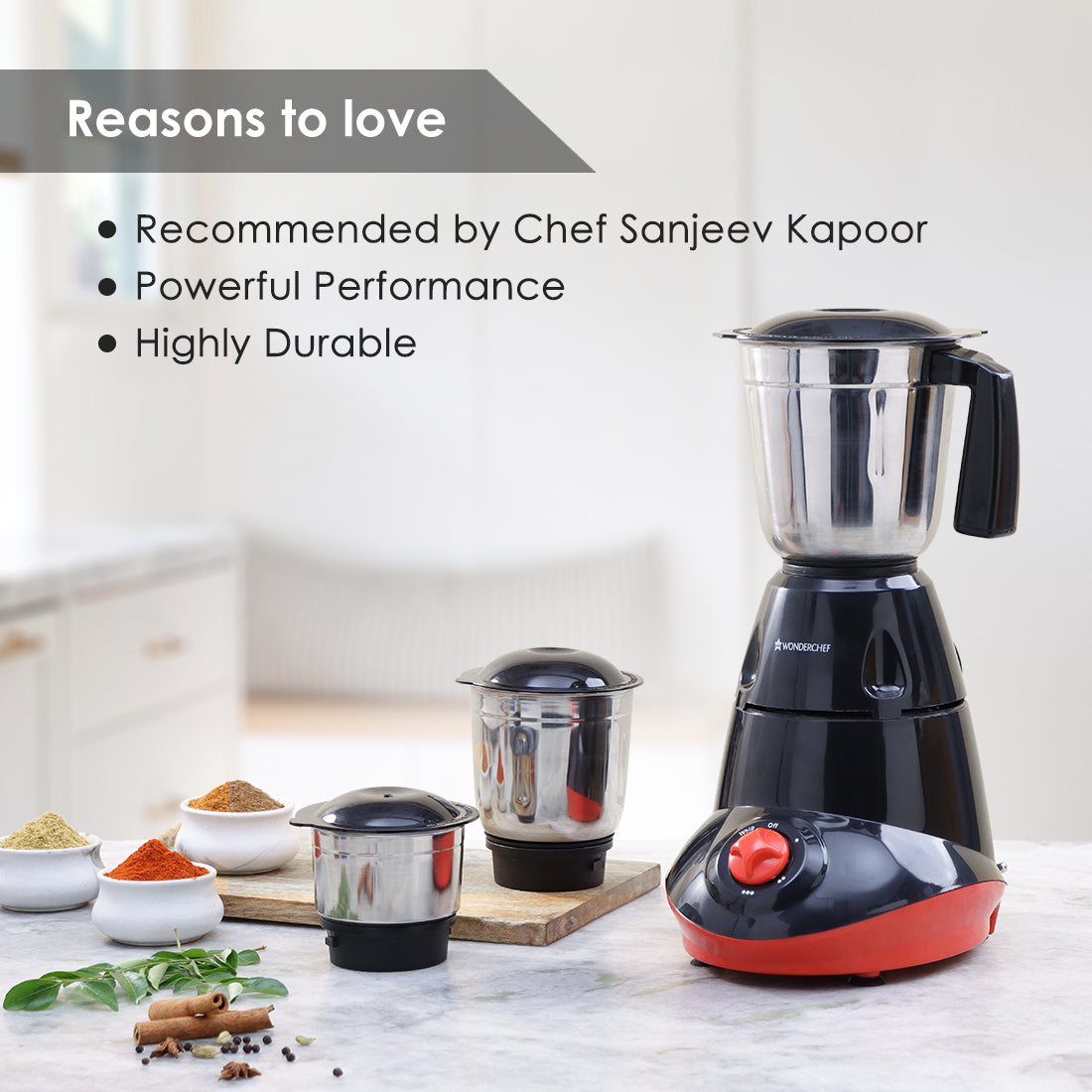 Wonderchef Renewed Capri Mixer Grinder 750W,