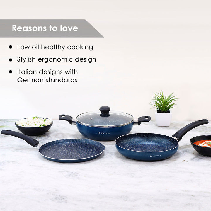 Sigma Non-stick Cookware Set, 4Pc (Kadhai with Lid,.