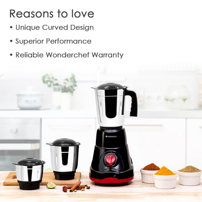 Ruby Mixer Grinder With 3 Jars and Anti-Rust Stainless Steel Blades,