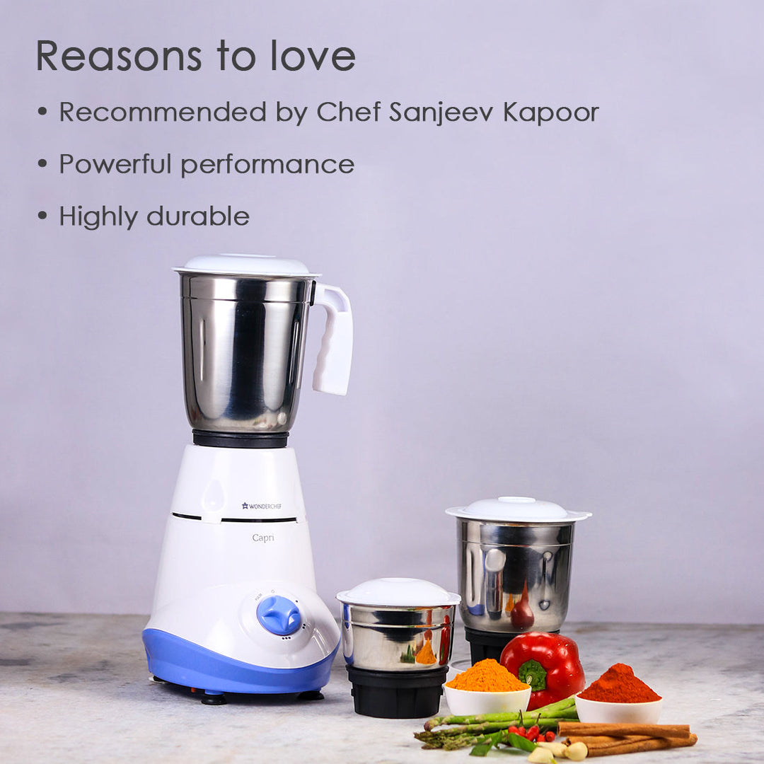 Capri Mixer Grinder 550W With 3 Stainless Steel Jars