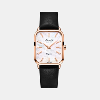 Elegance Belle Women Quartz White Mother Of Pearl Dial Analog Leather Watch 30040.44.09L