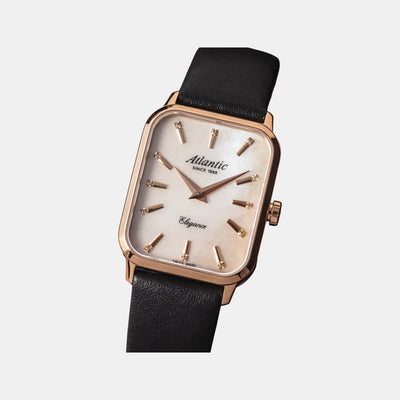 Elegance Belle Women Quartz White Mother Of Pearl Dial Analog Leather Watch 30040.44.09L
