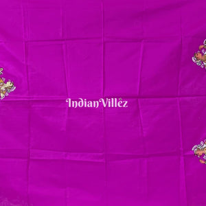 Purple Nartaki Theme Hand-Painted Pattachitra Saree