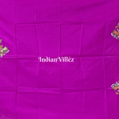 Purple Nartaki Theme Hand-Painted Pattachitra Saree