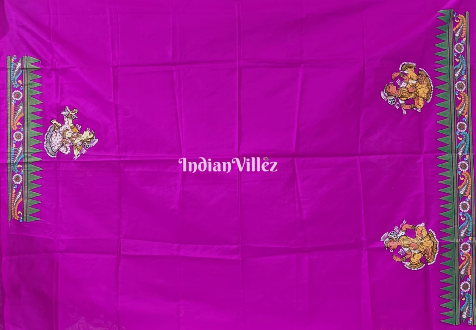 Purple Nartaki Theme Hand-Painted Pattachitra Saree