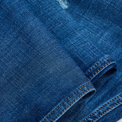 Denim Blue Distressed Bootcut Jeans