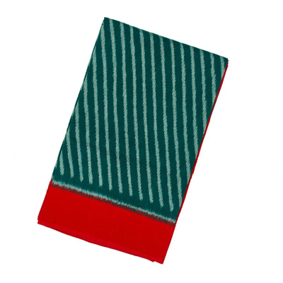 Sea Green Handloom Orissa Cotton Saree With Tie & Dye Stripes