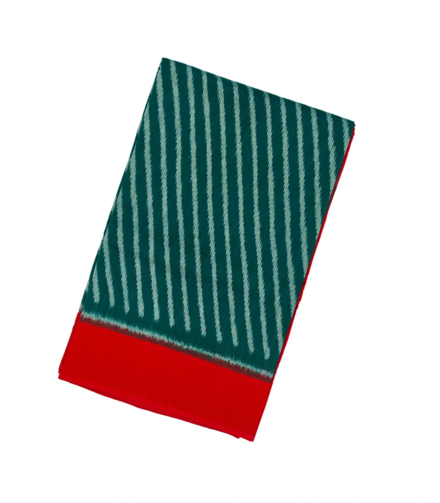 Sea Green Handloom Orissa Cotton Saree With Tie & Dye Stripes