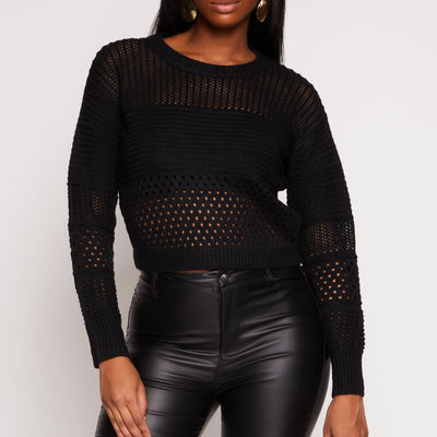 Crochet Crew Neck Sweater