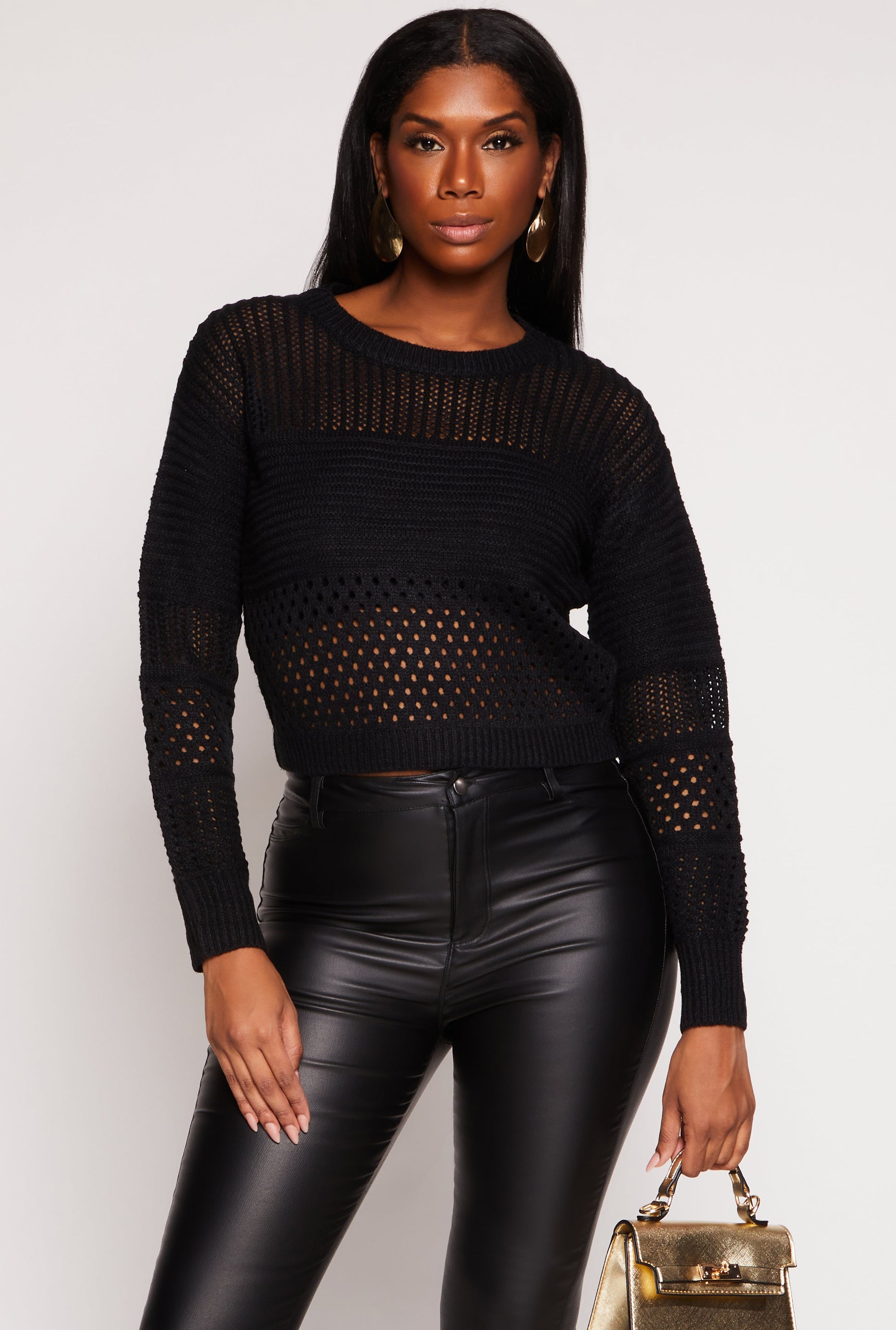 Crochet Crew Neck Sweater