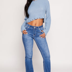 Distressed Hem Cropped Sweater