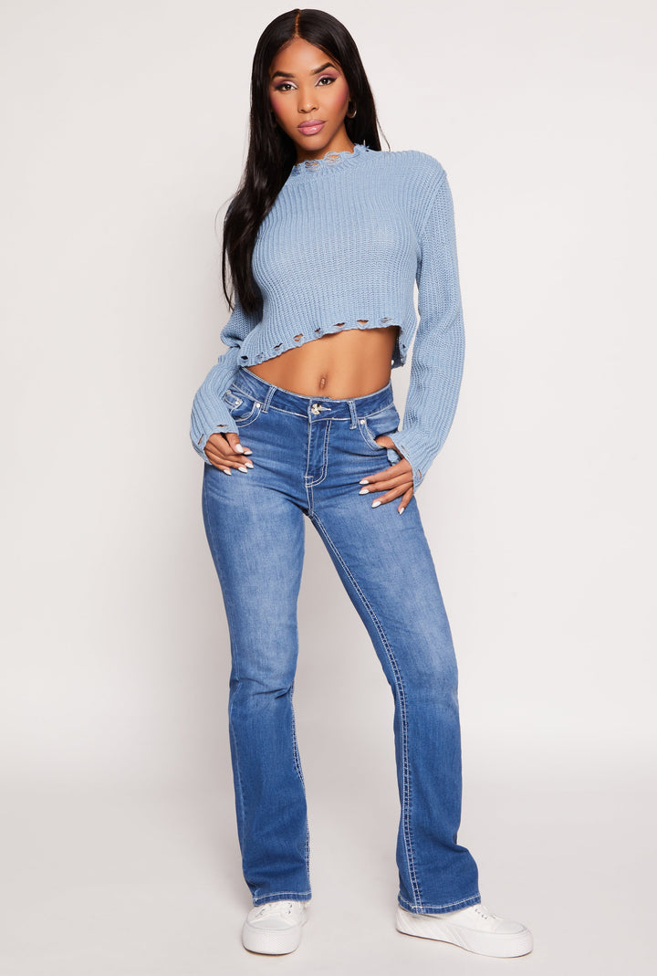 Distressed Hem Cropped Sweater