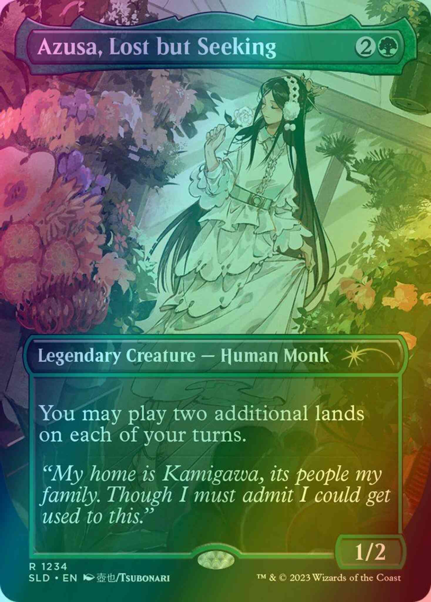 Azusa, Lost but Seeking [1234] [Borderless] [City Styles] [Secret Lair Drop] [Foil]