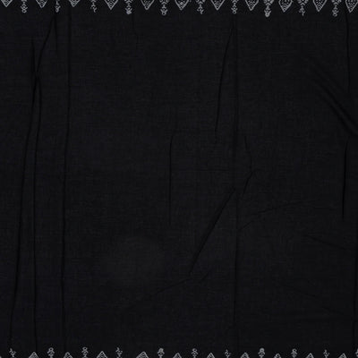Black Woven Jaipur Cotton Saree Printed With Mango Motifs