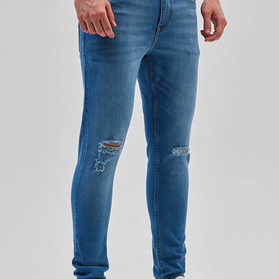 Blue Distressed Skinny Fit Jeans