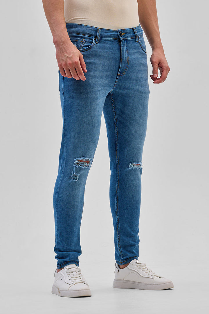 Blue Distressed Skinny Fit Jeans