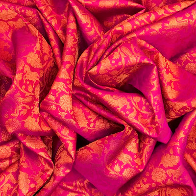 Hot Pink Handloom Kanchipuram Silk Saree With Vanasingaram Motifs