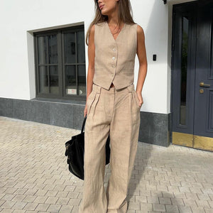 Hodor Statement Linen Vest Suit with Pants