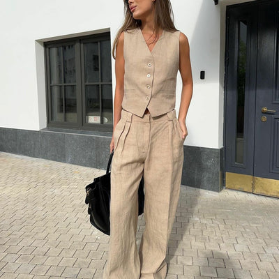Hodor Statement Linen Vest Suit with Pants