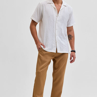 Brown Self-Design Slim Fit Trousers