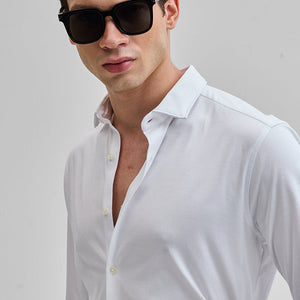 White Solid Stretch Shirt