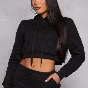 Quilted Cropped Hoodie