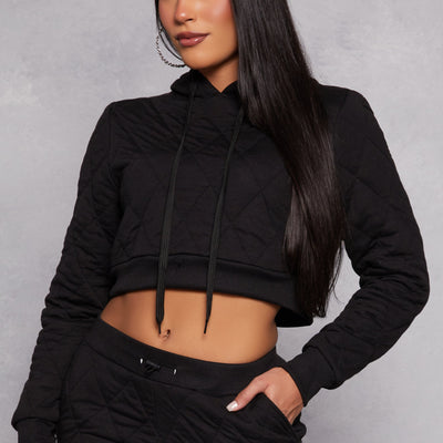 Quilted Cropped Hoodie