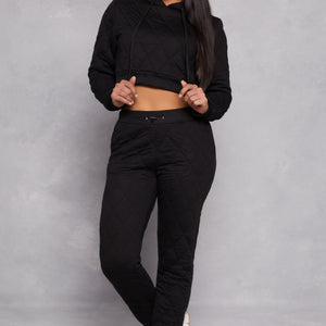 Quilted Cropped Hoodie