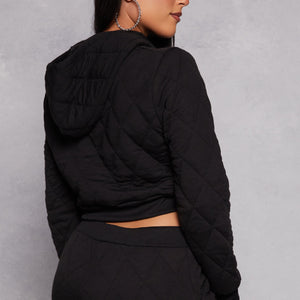 Quilted Cropped Hoodie