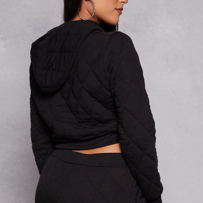 Quilted Cropped Hoodie