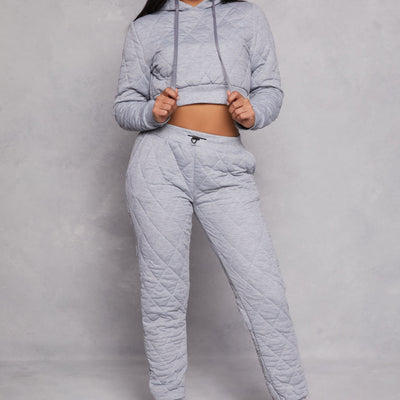 Quilted Cropped Hoodie