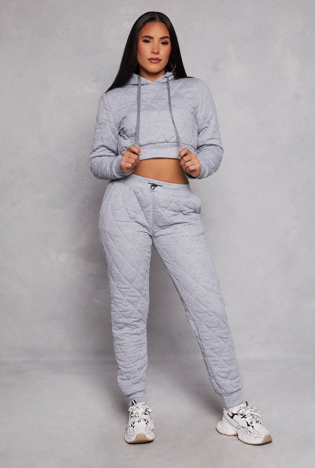 Quilted Cropped Hoodie