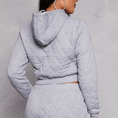 Quilted Cropped Hoodie