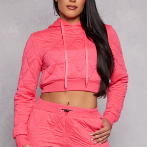 Quilted Cropped Hoodie