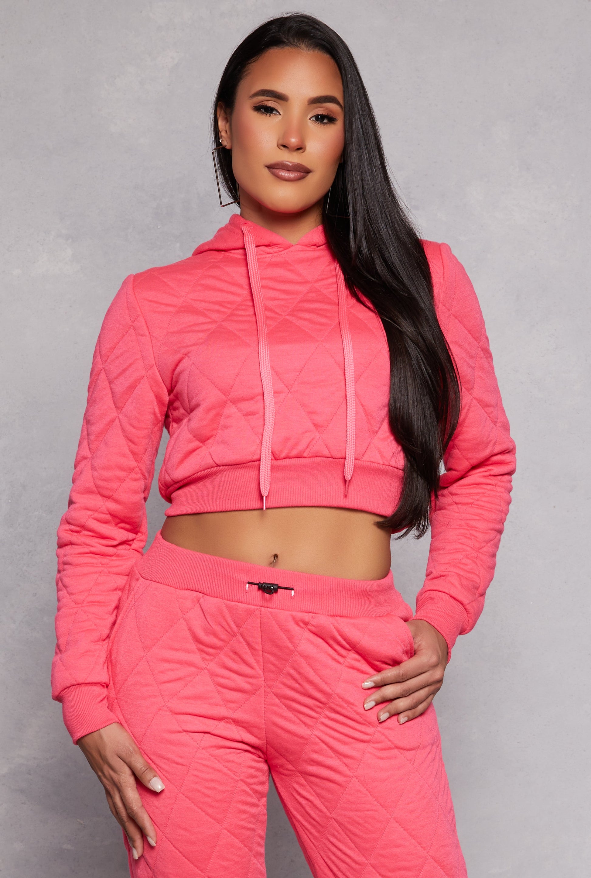 Quilted Cropped Hoodie